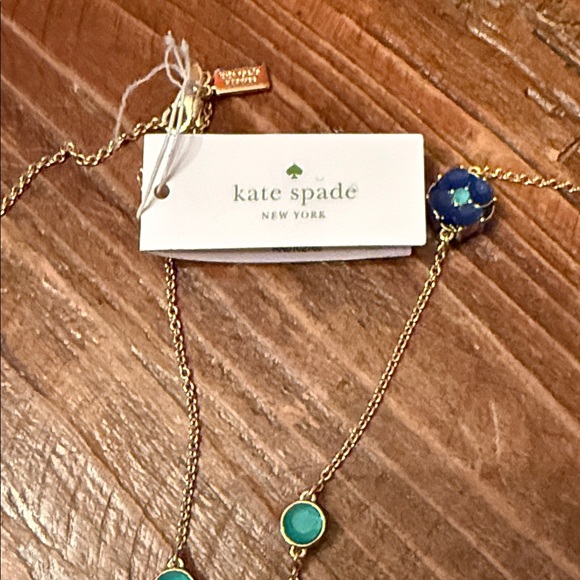 Kate Spade NWT 32” Gold Necklace with Blue and Green Accents - Picture 7 of 8